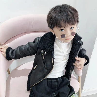 Autumn Winter Fashion Baby Faux Leather Boys