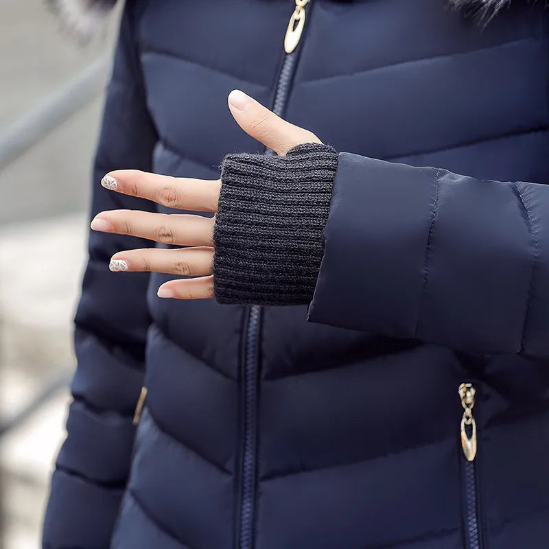 Winter Jacket women solid hooded Coats Short