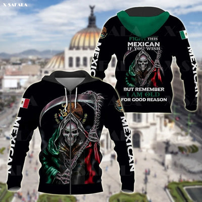 MEXICAN Eagle Flag 3D Print Zipper Hoodie Man