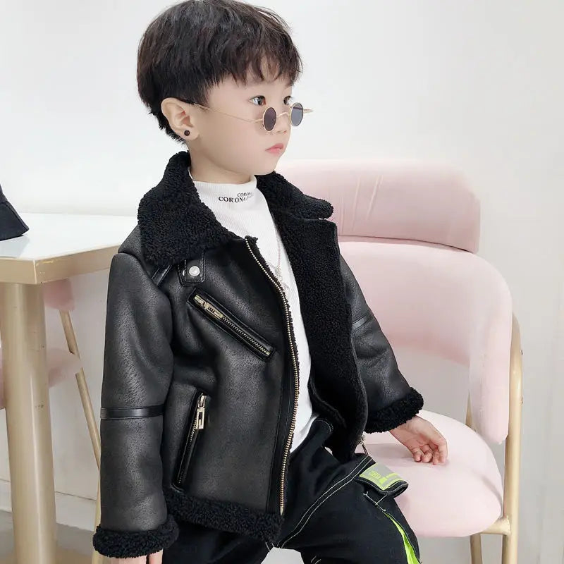 Autumn Winter Fashion Baby Faux Leather Boys