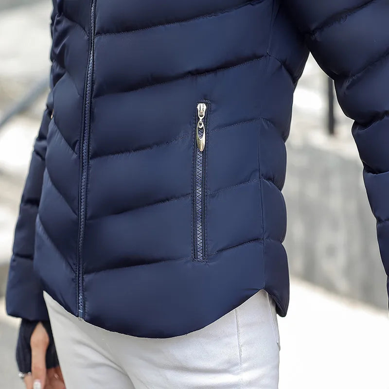 Winter Jacket women solid hooded Coats Short