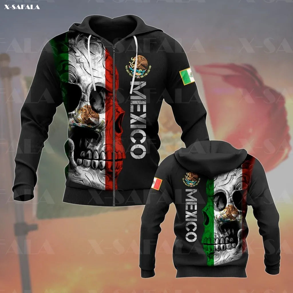 MEXICAN Eagle Flag 3D Print Zipper Hoodie Man