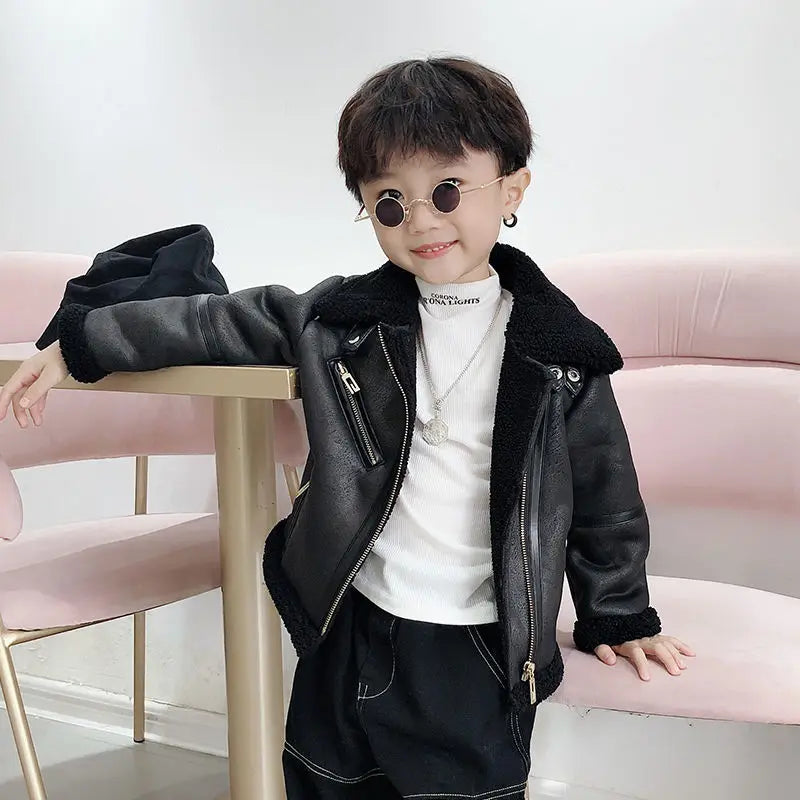 Autumn Winter Fashion Baby Faux Leather Boys