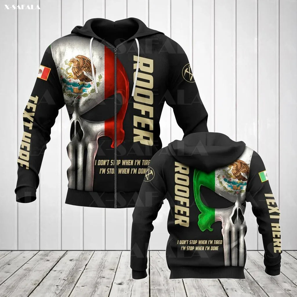 MEXICAN Eagle Flag 3D Print Zipper Hoodie Man