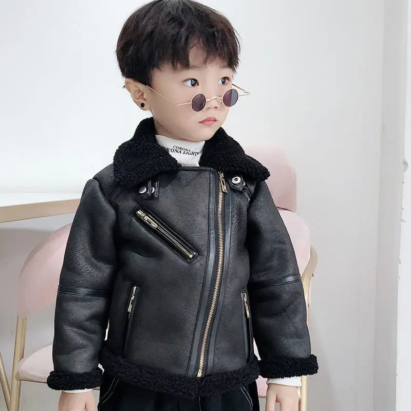 Autumn Winter Fashion Baby Faux Leather Boys