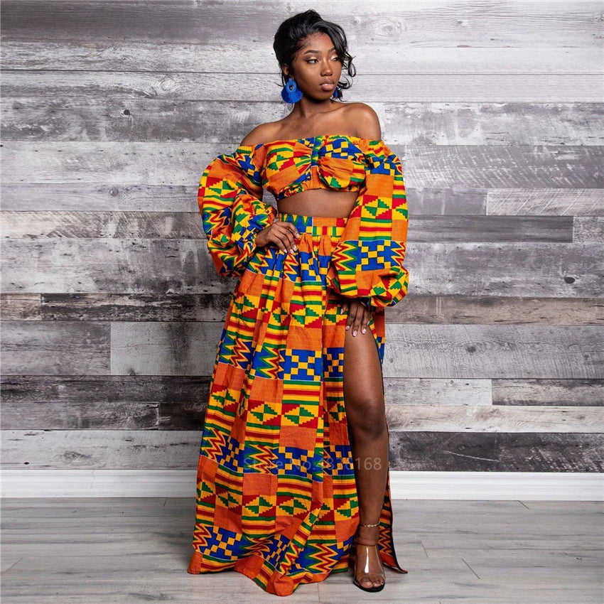 African Dresses for Women Autumn Set Lady