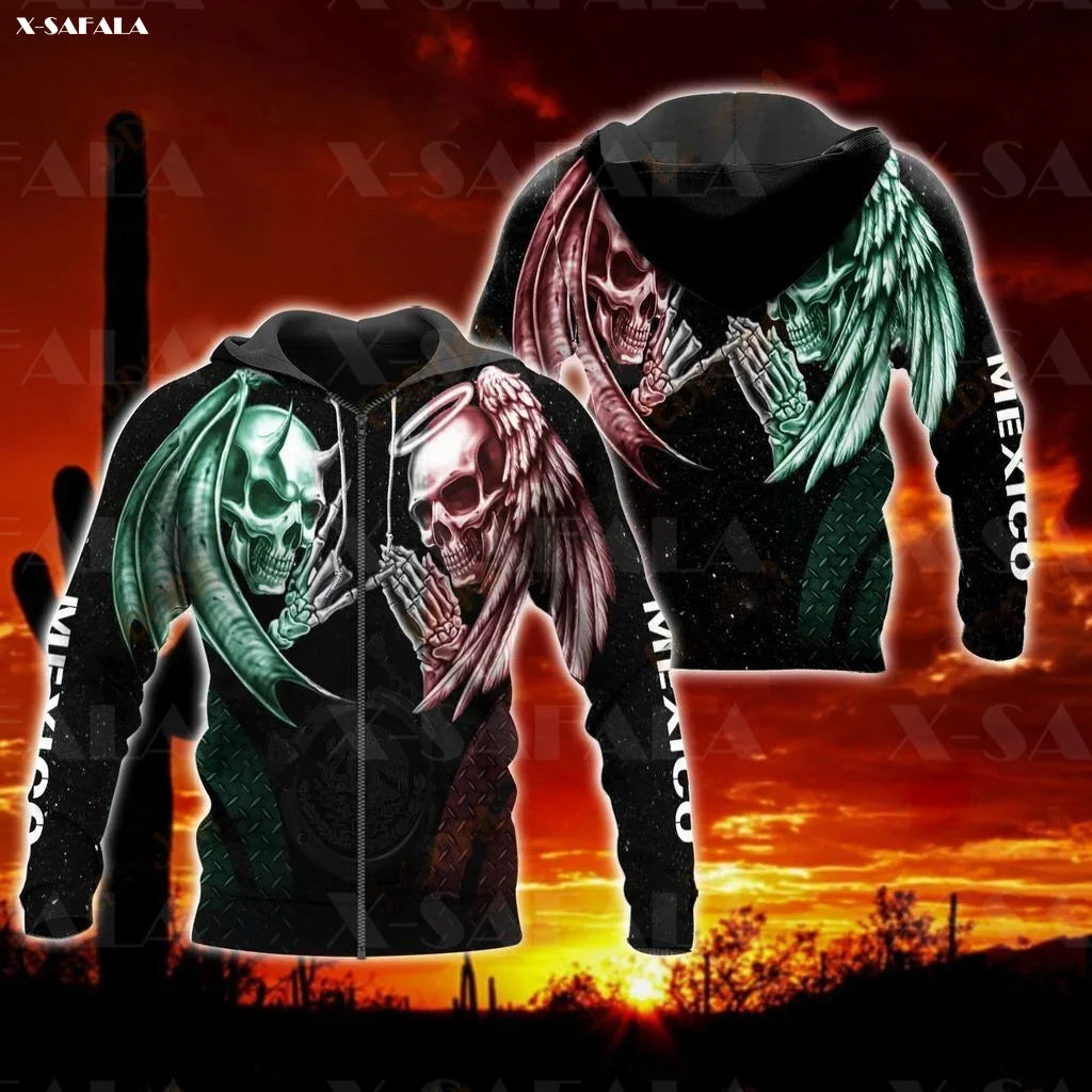 MEXICAN Eagle Flag 3D Print Zipper Hoodie Man