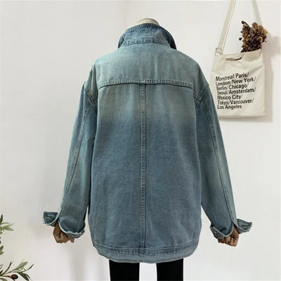 Mexico  Blue Denim Jacket Women Loose Mid