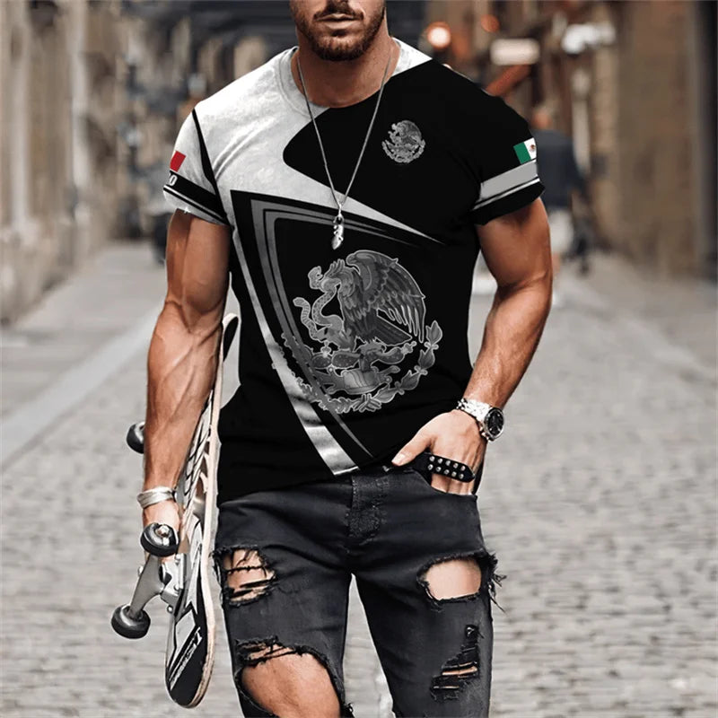 Mexican Flag Printed T-shirts Men's 3D Fashion