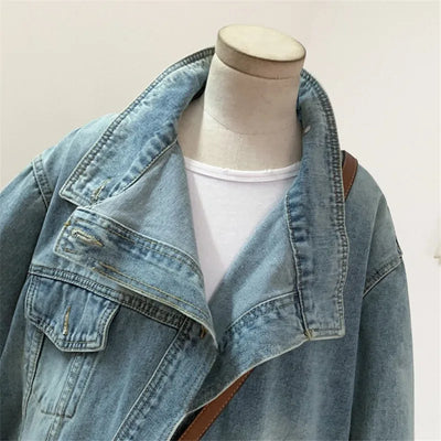 Mexico  Blue Denim Jacket Women Loose Mid