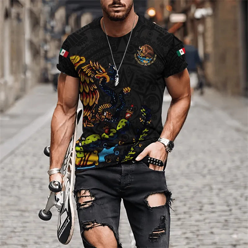 Mexican Flag Printed T-shirts Men's 3D Fashion