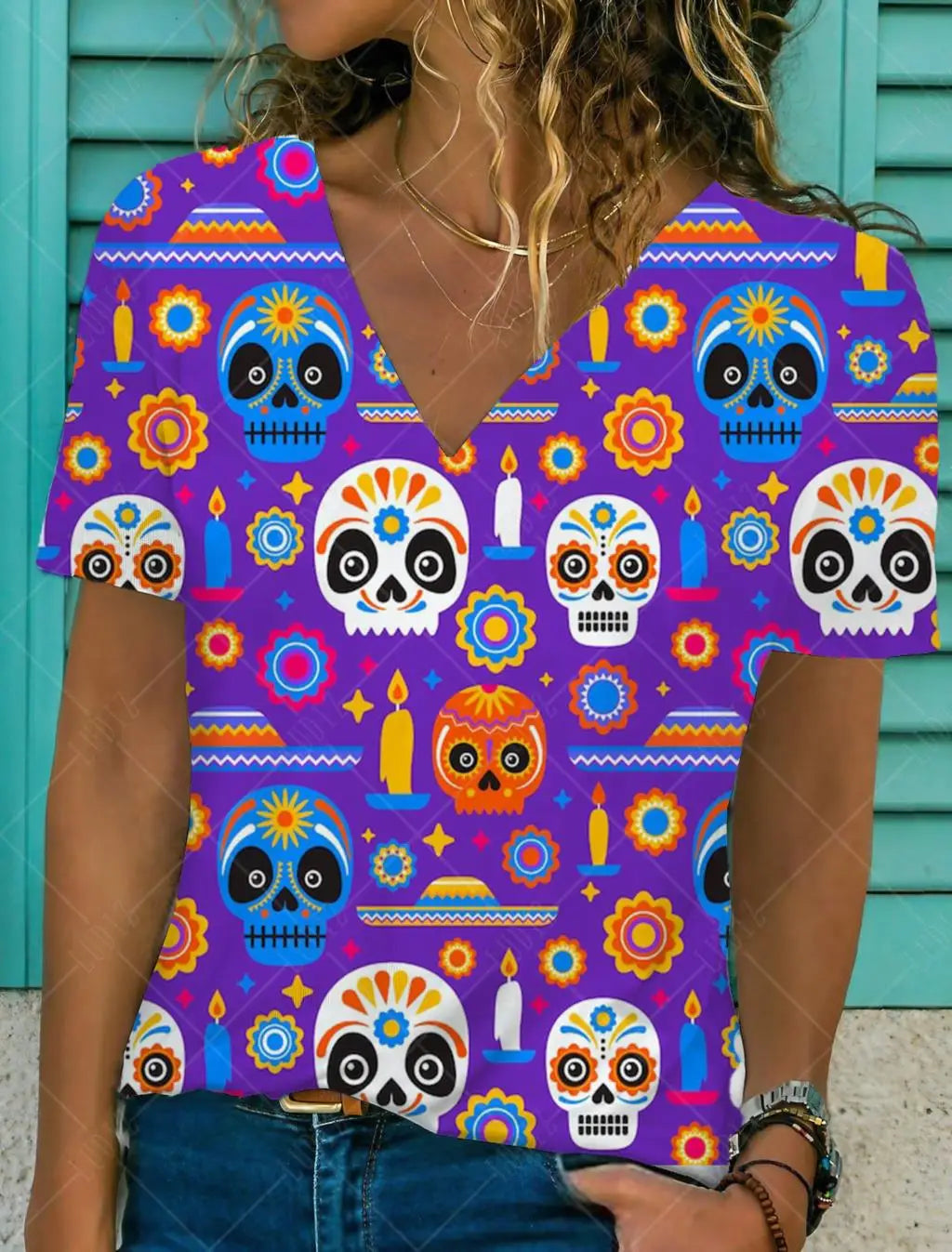 Skull Mexican T-shirt Anime Cartoon Mexico Tops