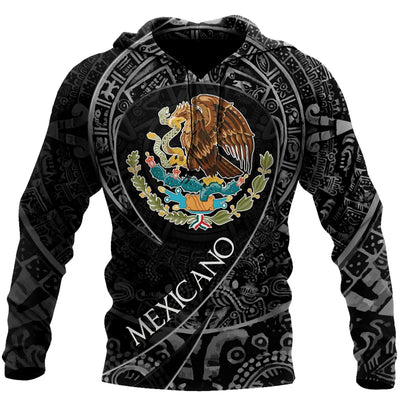 Mexican Eagle Pattern Printed Men  Autumn Winter Hoodie