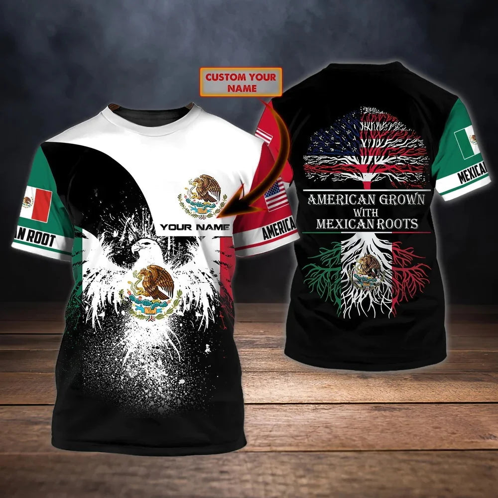 Mexico National Flag Print T Shirt For Men Fashion