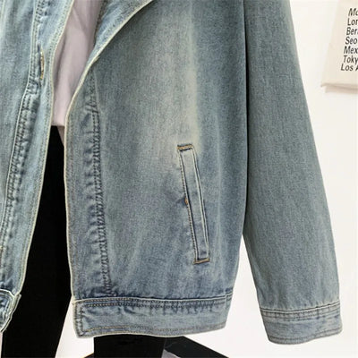 Mexico  Blue Denim Jacket Women Loose Mid