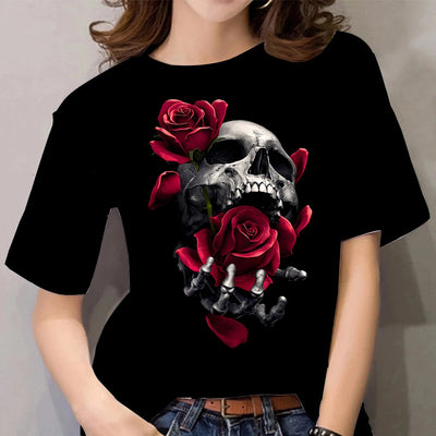 Fashion Vintage Skull Boho Print 3D Women T-Shirt