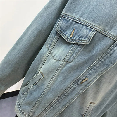 Mexico  Blue Denim Jacket Women Loose Mid