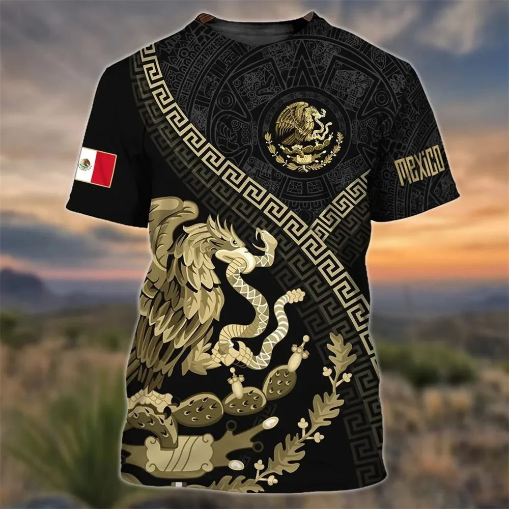 Mexico National Flag Print T Shirt For Men Fashion