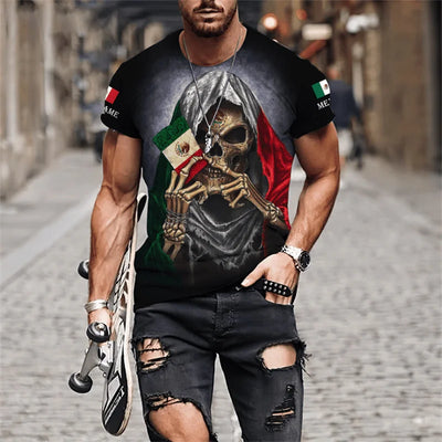 Mexican Flag Printed T-shirts Men's 3D Fashion