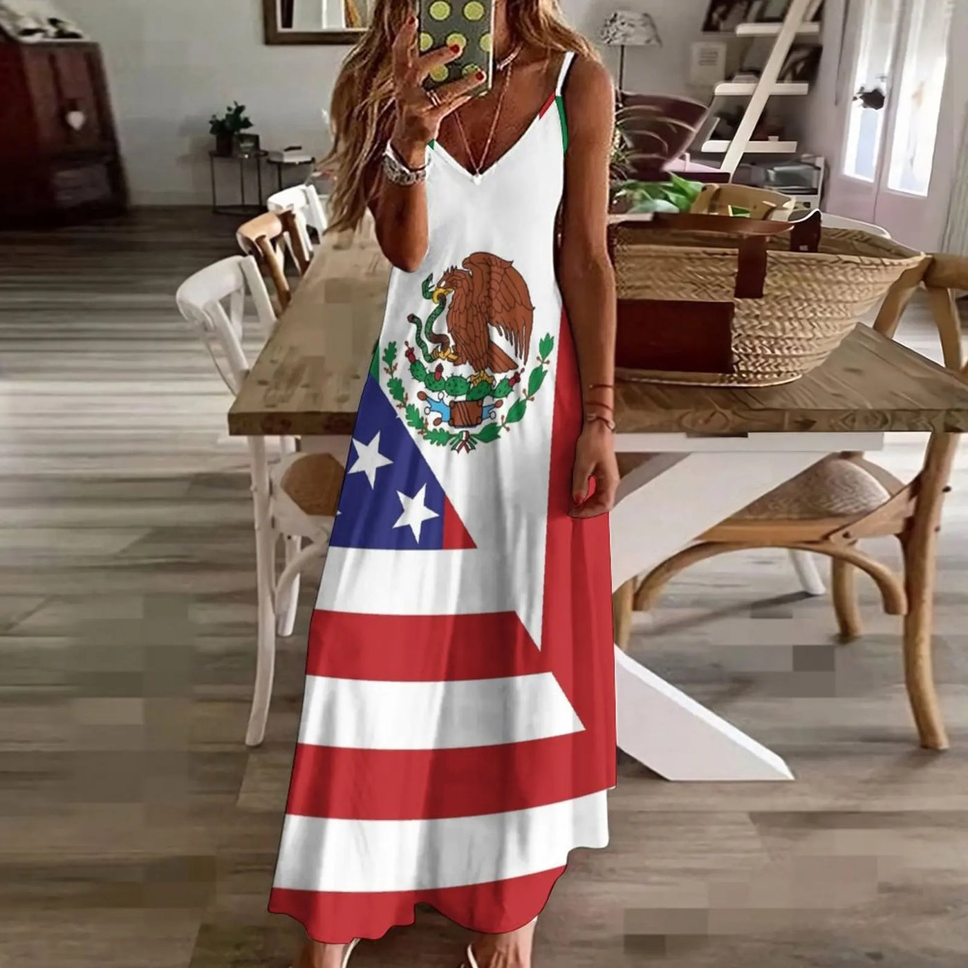 Mexican America Flag Sleeveless Dress dress