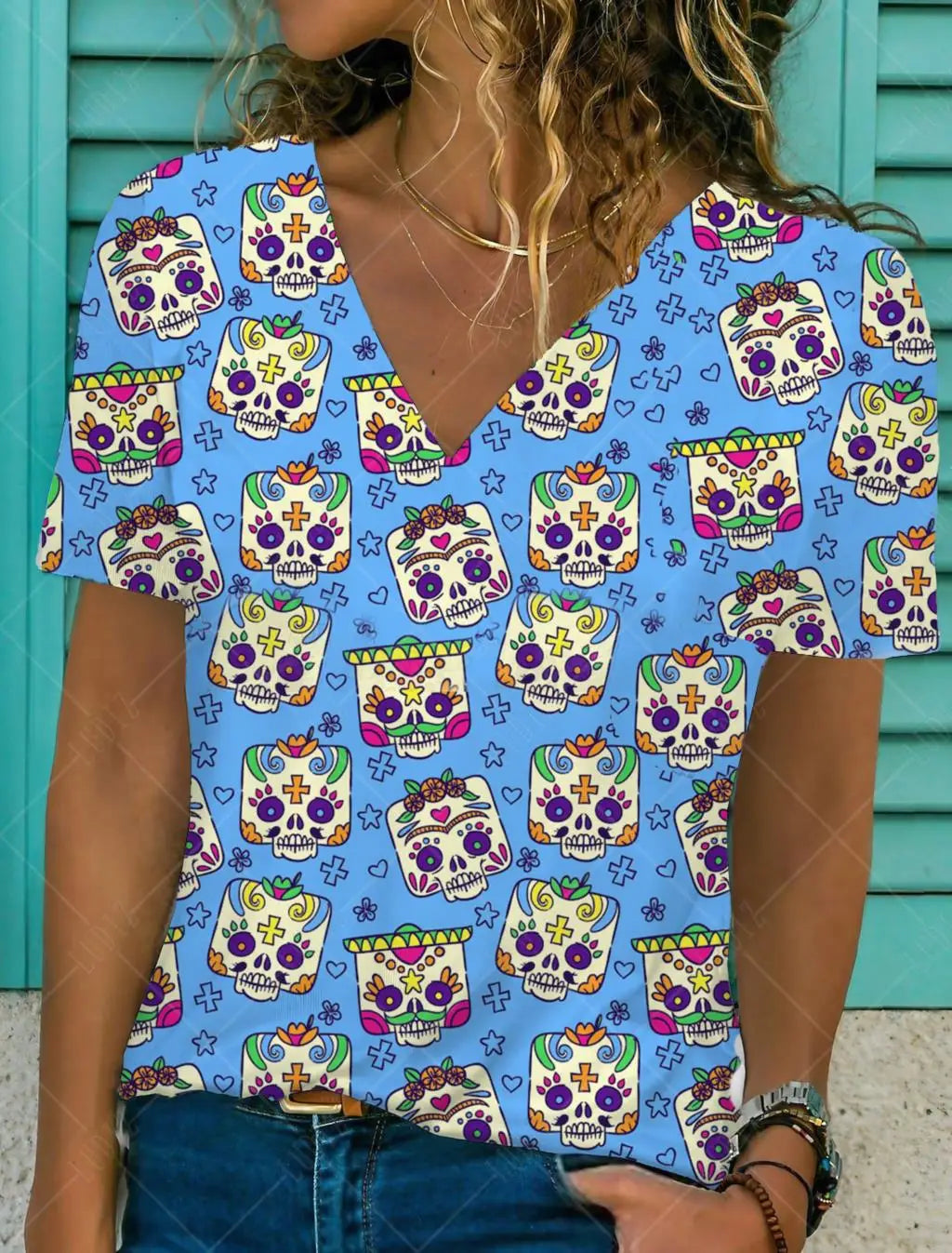 Skull Mexican T-shirt Anime Cartoon Mexico Tops