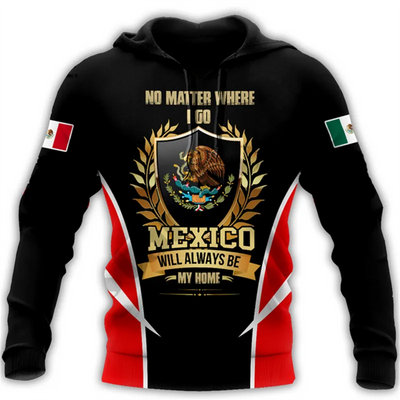 Mexican Eagle Pattern Printed Men  Autumn Winter Hoodie