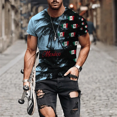 Mexican Flag Printed T-shirts Men's 3D Fashion