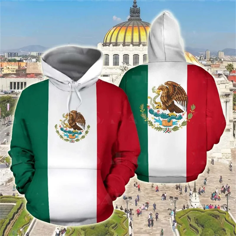 Mexican Eagle Pattern Printed Men  Autumn Winter Hoodie