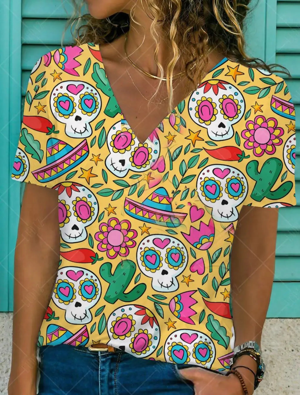 Skull Mexican T-shirt Anime Cartoon Mexico Tops