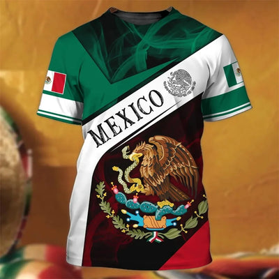 Mexico National Flag Print T Shirt For Men Fashion