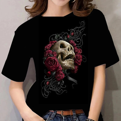 Fashion Vintage Skull Boho Print 3D Women T-Shirt