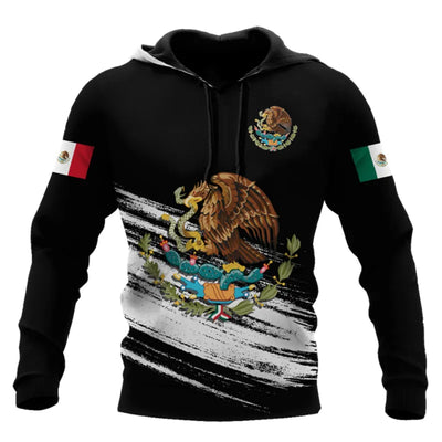 Mexican Eagle Pattern Printed Men  Autumn Winter Hoodie