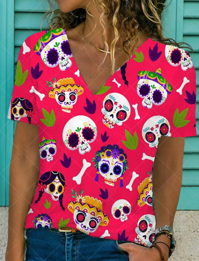 Skull Mexican T-shirt Anime Cartoon Mexico Tops