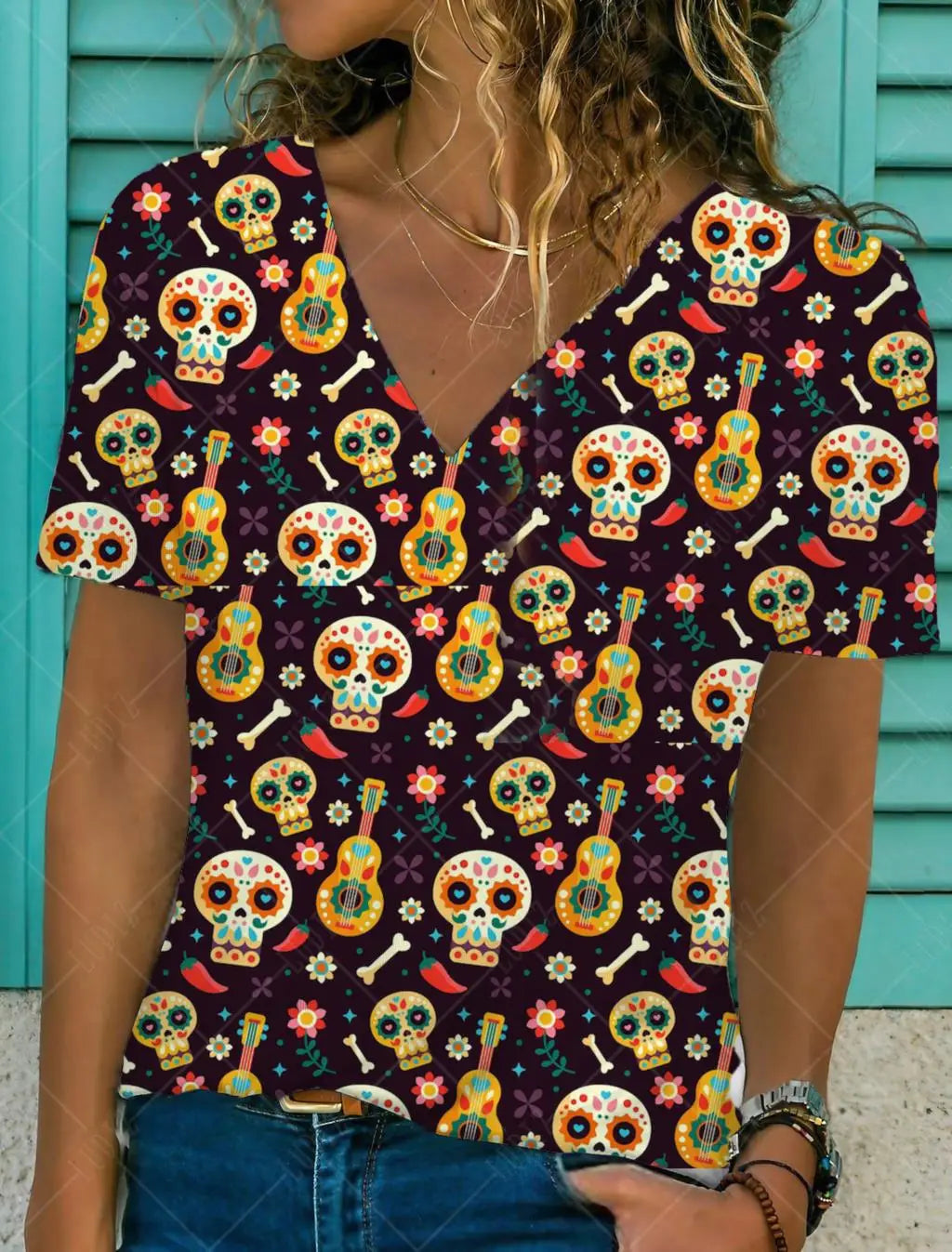 Skull Mexican T-shirt Anime Cartoon Mexico Tops