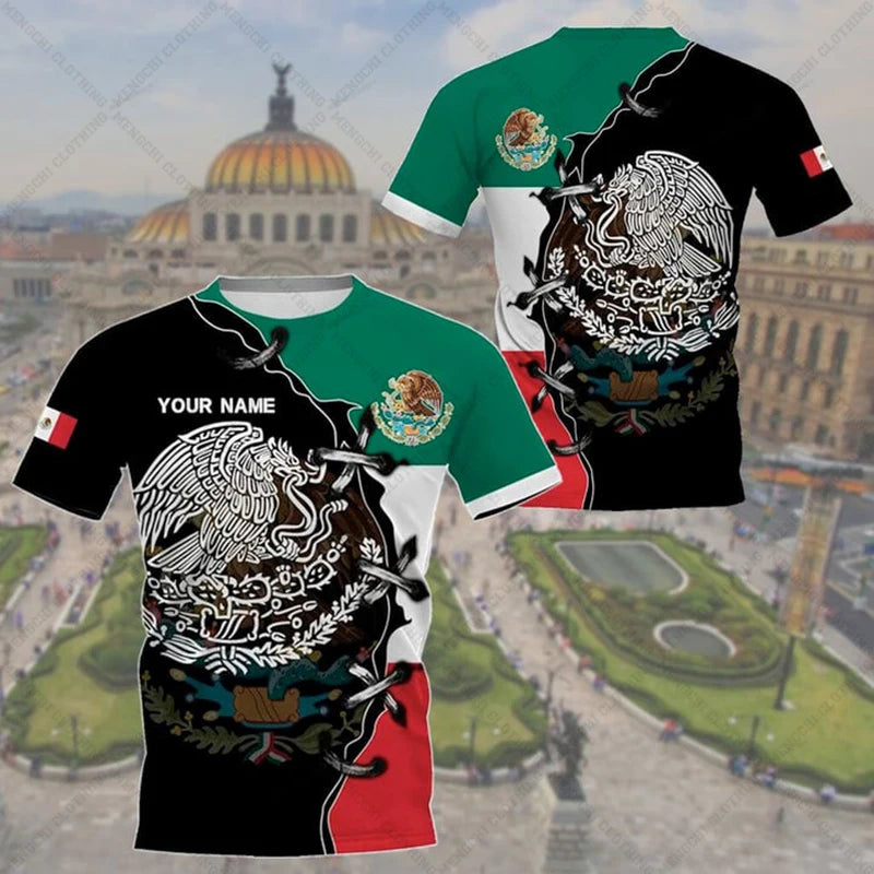 Mexico Flag & Coat of Arms Graphic Tees Street wear