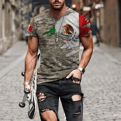 Mexican Flag Printed T-shirts Men's 3D Fashion