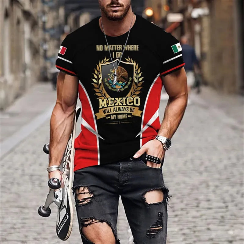 Mexican Flag Printed T-shirts Men's 3D Fashion