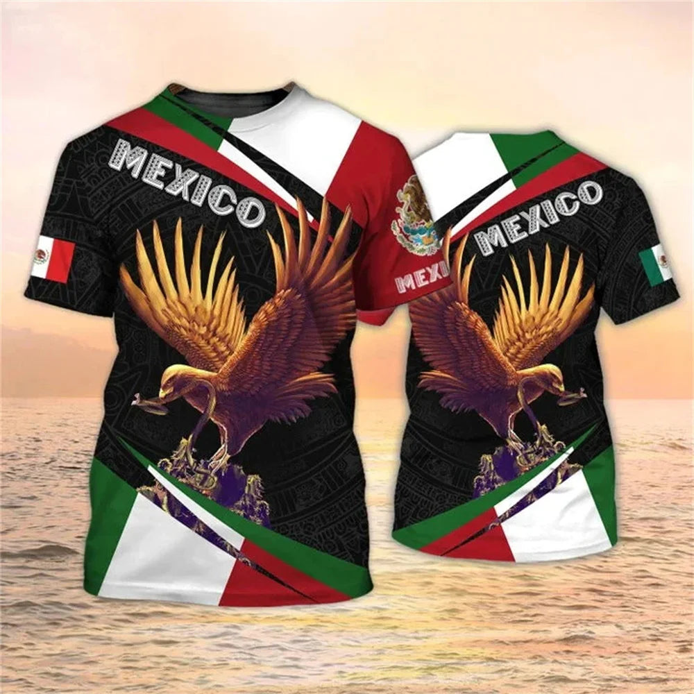 Mexico National Flag Print T Shirt For Men Fashion