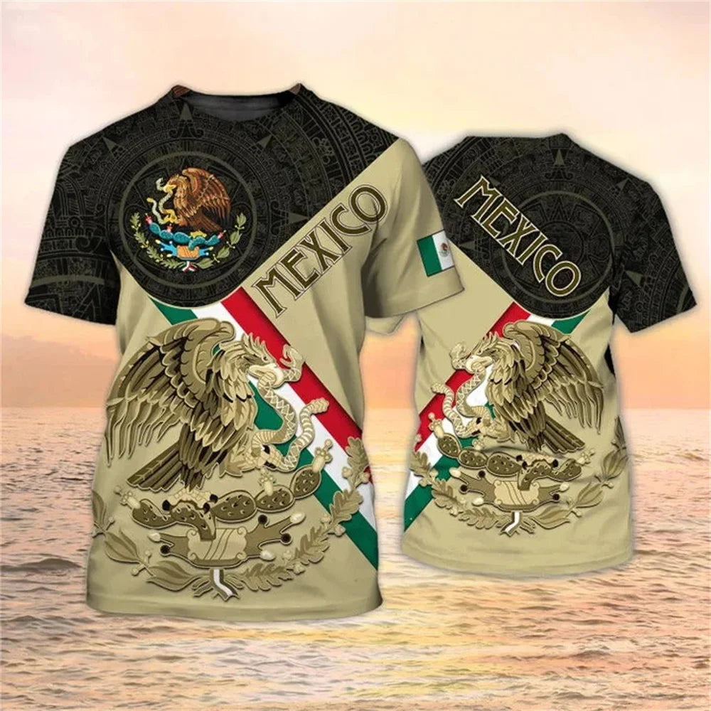 Mexico National Flag Print T Shirt For Men Fashion