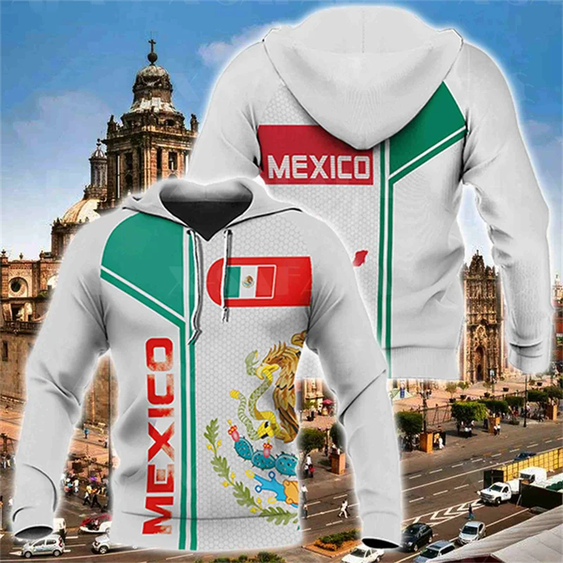 Mexican Eagle Pattern Printed Men  Autumn Winter Hoodie