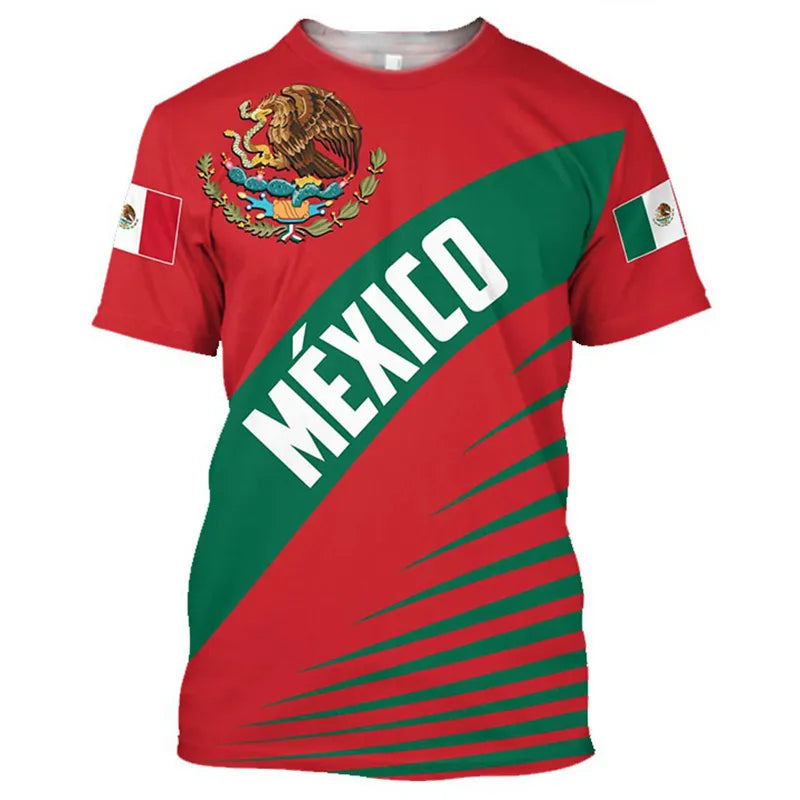 Mexico National Flag Print T Shirt For Men Fashion