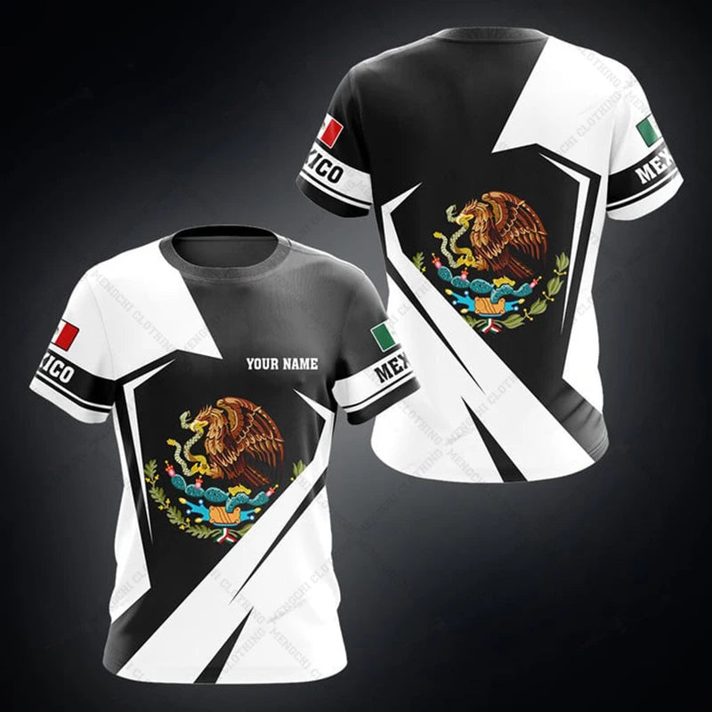 Mexico Flag & Coat of Arms Graphic Tees Street wear