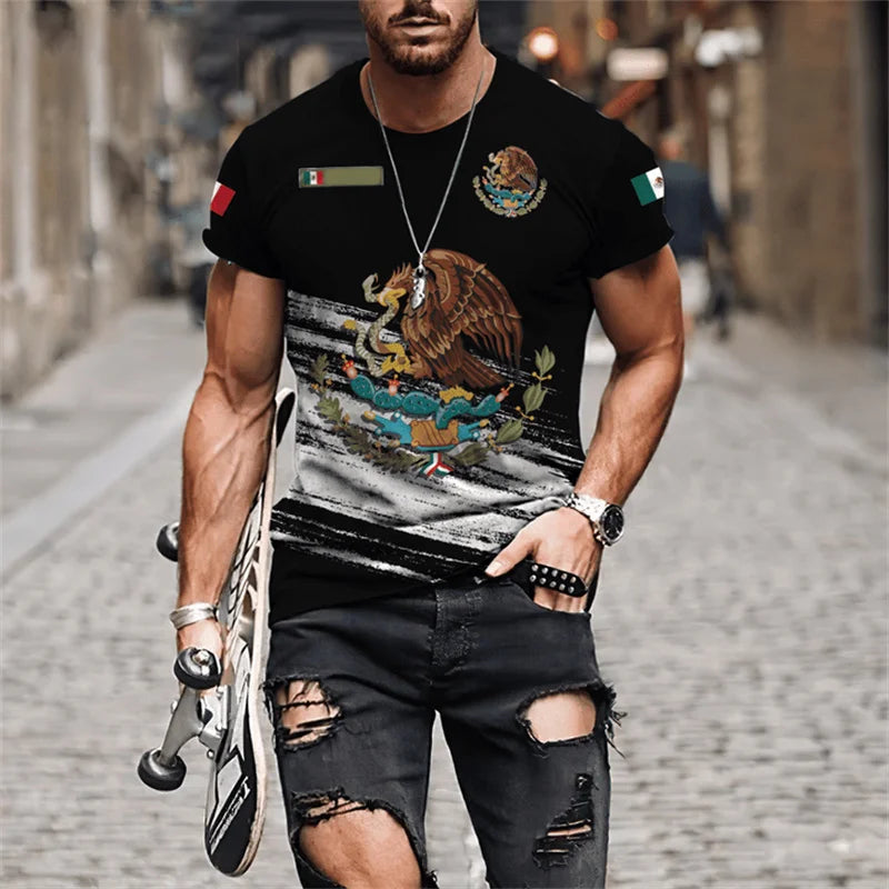 Mexican Flag Printed T-shirts Men's 3D Fashion