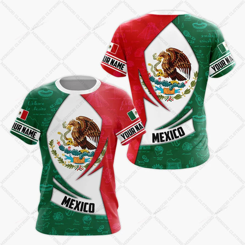 Mexico Flag & Coat of Arms Graphic Tees Street wear