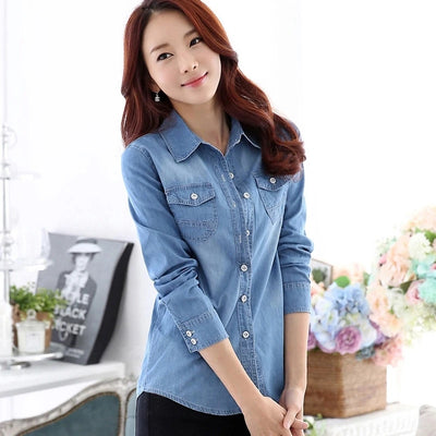 New Pure Cotton Thin Casual Denim Mexico Shirt