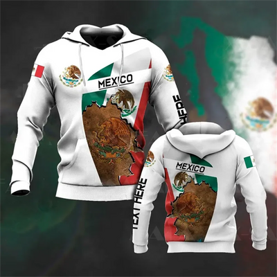 Mexican Eagle Pattern Printed Men  Autumn Winter Hoodie