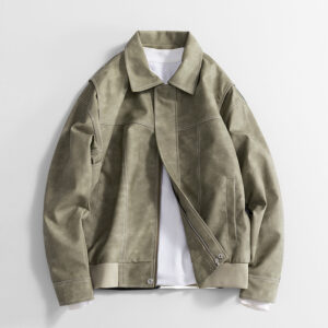 Fashion Loose Retro PU Leather Jacket Men